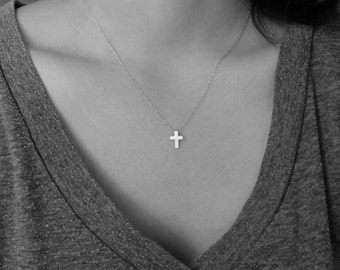 Teeny Tiny Sterling Silver Cross Necklace