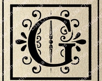 Ornamental Monogram Letter G Digital Image Instant Download 155