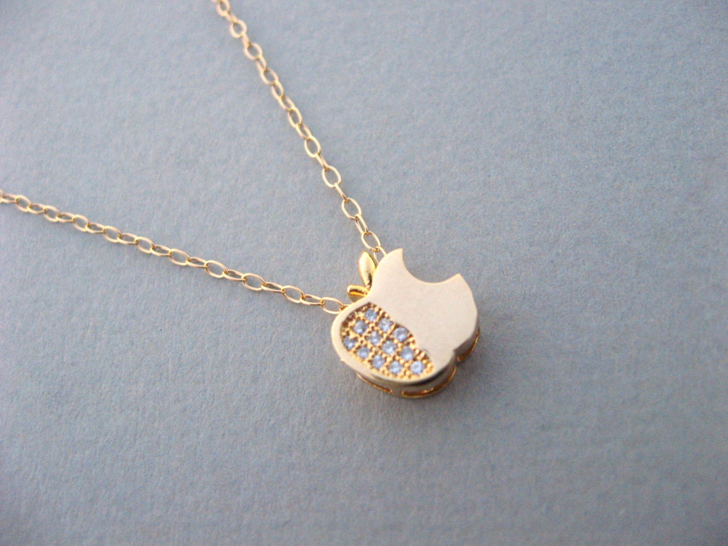 Bitten Apple Necklace Gold Apple Necklace Gold Charm