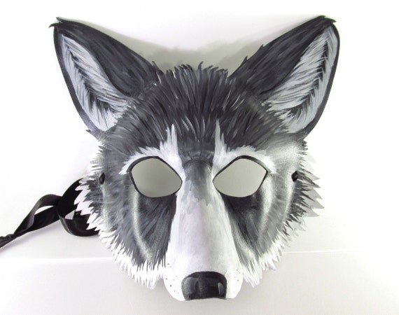 Leather Gray Wolf Mask by SquirrelCrkCreations on Etsy