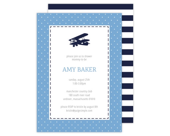 Airplane Baby Shower or Birthday Invitation (Airplane Party, Airplane Invitation) Il_570xn