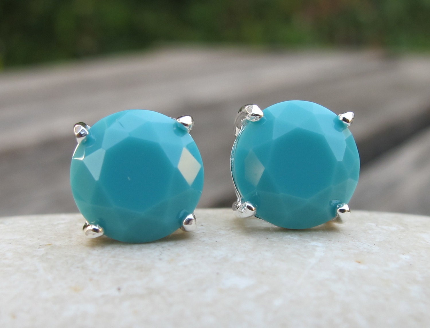 Turquoise Stud Earrings Blue Turquoise EarringsTurquoise