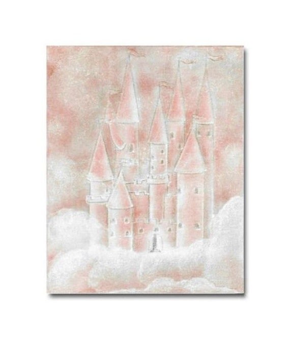 Princess Castle Wall Art Peach Castle Art Print by handpainting