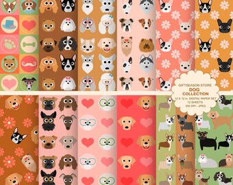 Dog digital paper dog digital backgrounds part 2 - INSTANT DOWNLOAD
