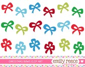 50% OFF - Christmas Bows Ribbons Red Green Blue Cute Clip Art - Commercial Use - Scrapbooking Invitations Cards - Instant Download Il_170x135
