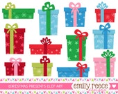 50% OFF - Christmas Presents Gifts Holiday Box Bows Cute Clip Art - Commercial Use - Scrapbooking Invitations Cards - Instant Download Il_170x135