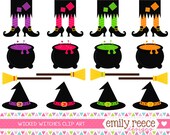 50% OFF - Witch Feet Wicked Witches Cauldron Brooms Cute Clip Art - Commercial Use - Scrapbooking Invitations Cards - Instant Download Il_170x135