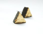 Gold and Concrete Triangle Earrings - Gold and Gray Cement Jewelry