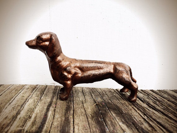 BOLD hammered copper dog statue // dachshund gift wiener dog