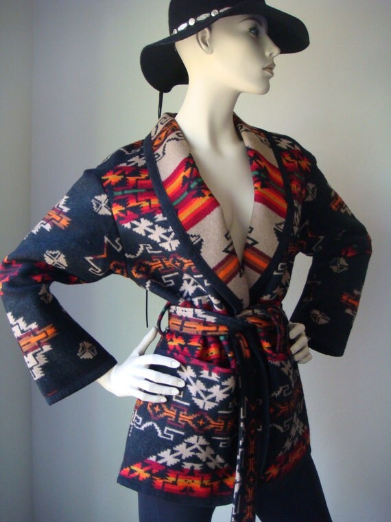 Pendleton Blanket Wool Jacket Coat Native Geometric Pattern