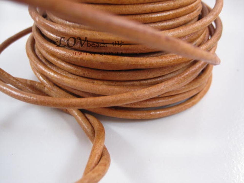 Natural Round Leather Natural Tan Leather Cord natural dye