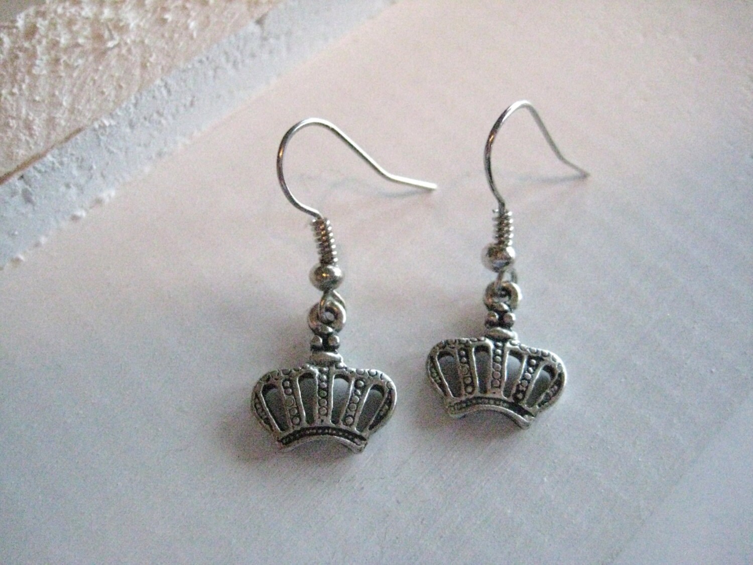Crown Earrings silver dangles petite crown crown earrings