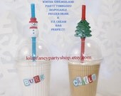 Rippled Cup FROZEN Drink TUMBLER - 6 -Baby it's Cold Outside-Disposable Tumbler Fun Straws Rippled Cup FROZEN Hot Chocolate Ice Cream Buffet Il_170x135