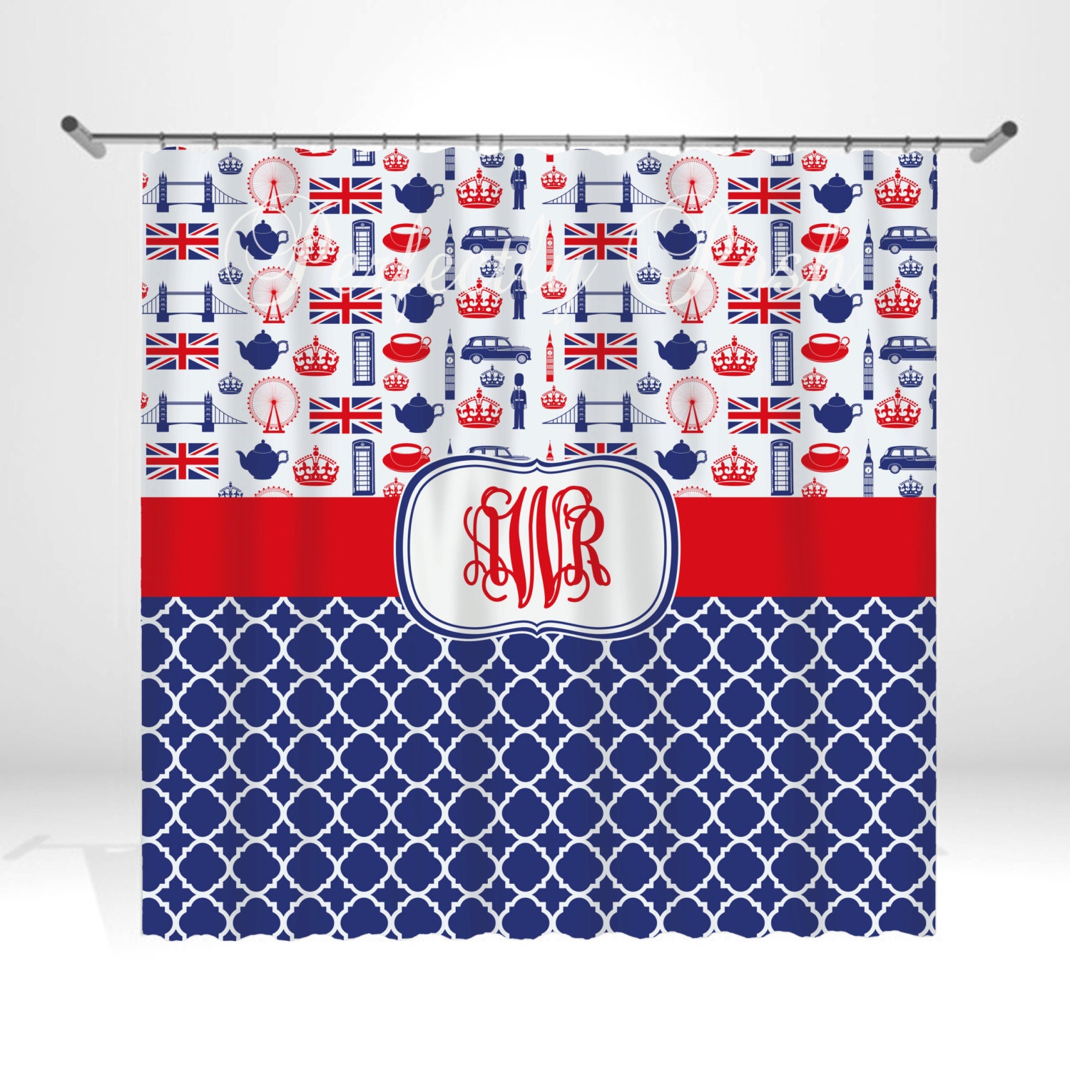 Personalized British Theme Shower Curtain