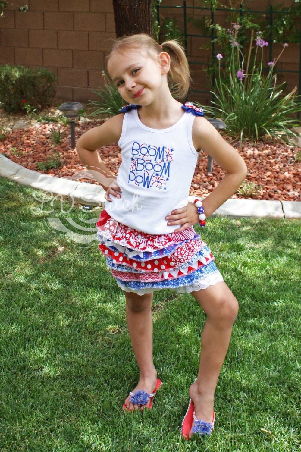 Little Girls Skirt Ruffled Skirt Little Girls Red White