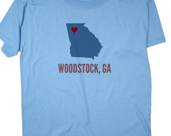 GreatCitees Unisex Woodstock Georgia GA HEART Hometown Souvenir Tee ...