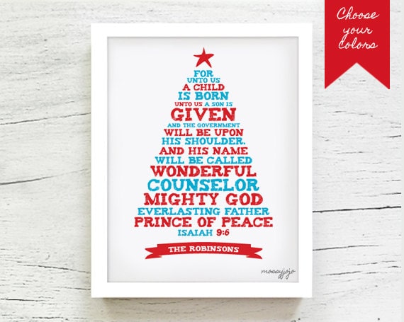 For unto us a child is born Christmas decor Bible by MossyJojo