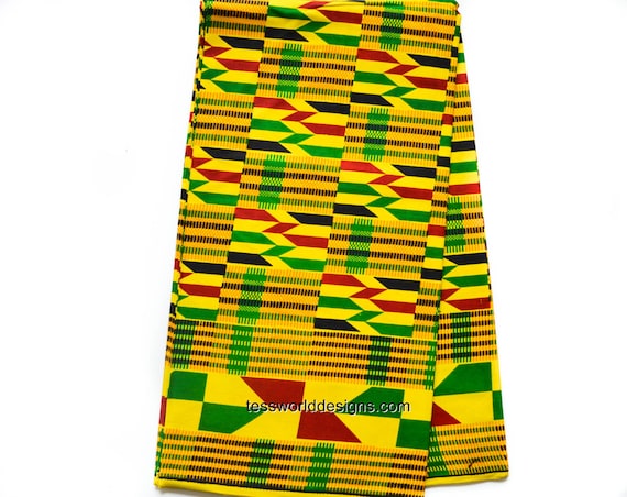 Yellow Kente Fabric   Kent Print   African Fabrics   Kente