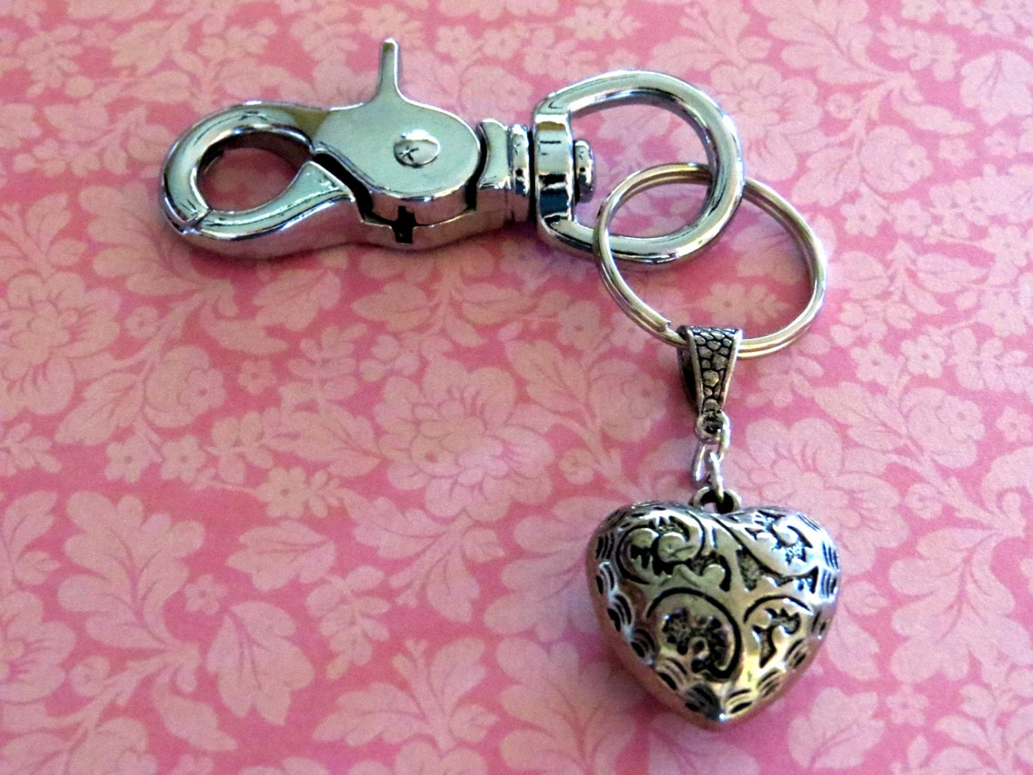 Heart Key chain. Puffed Heart. Hearts. Heavy by NammersCrafts