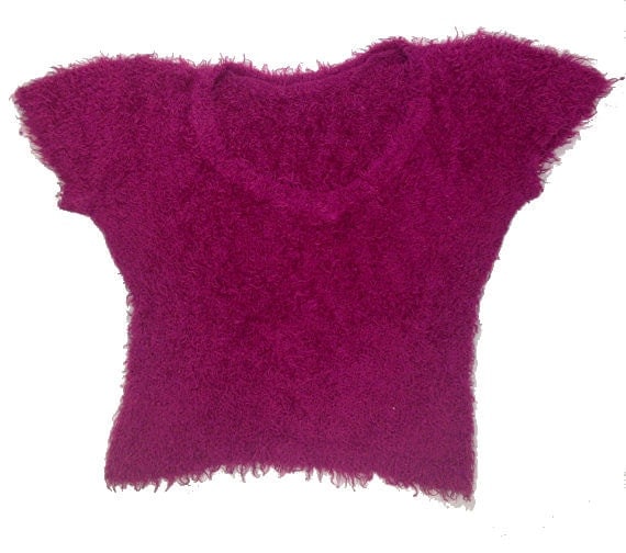 Items similar to Vintage Furry Cropped Pink Sweater on Etsy