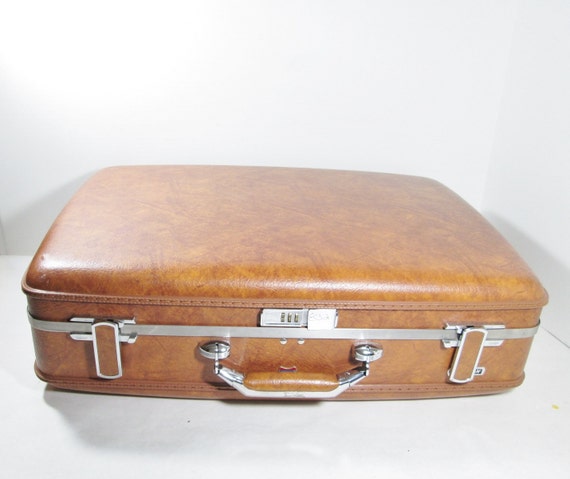 Vintage Suitcase Luggage Rust Brown Combination Lock