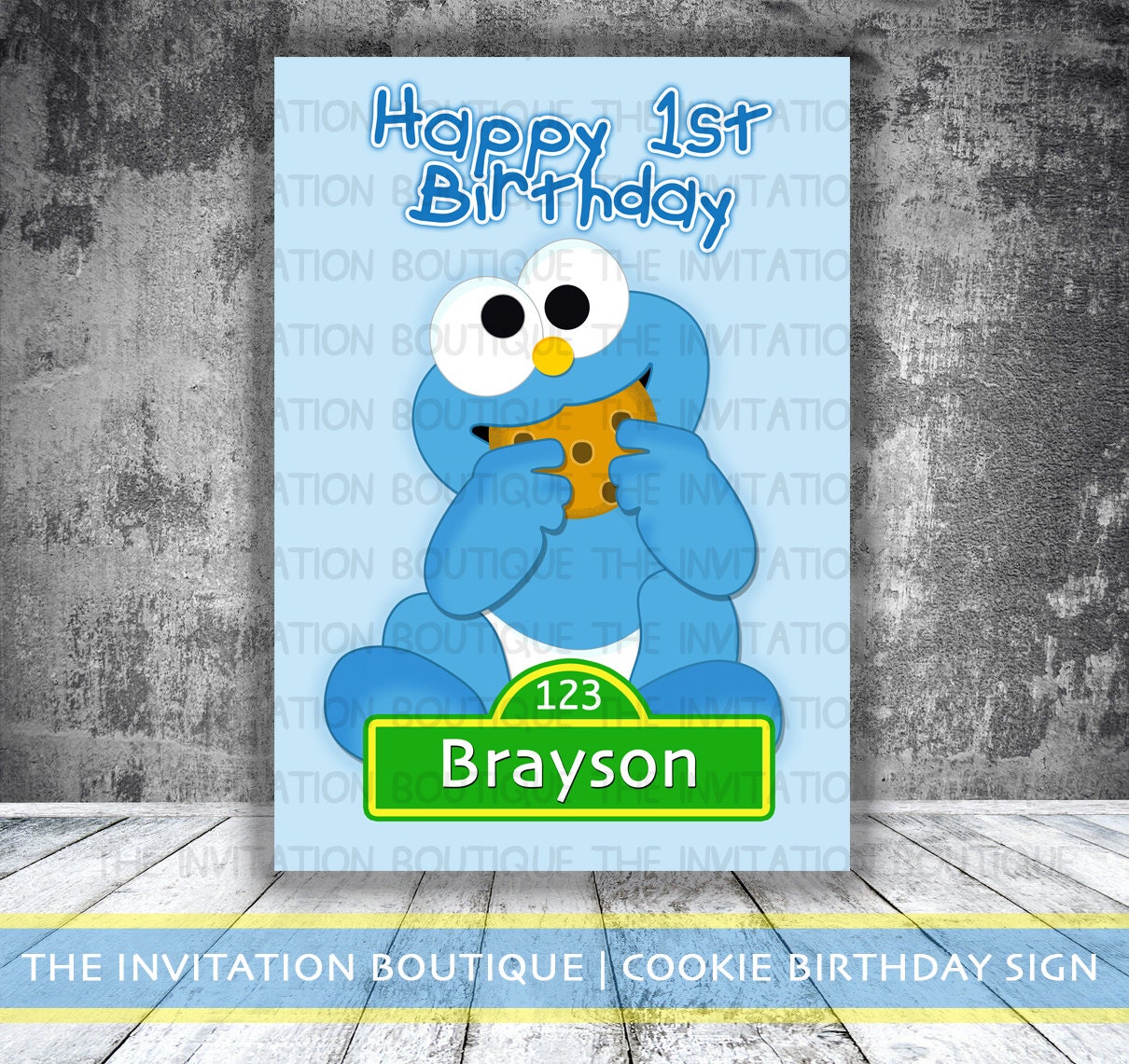 COOKIE Monster Printable Birthday Sign Customised