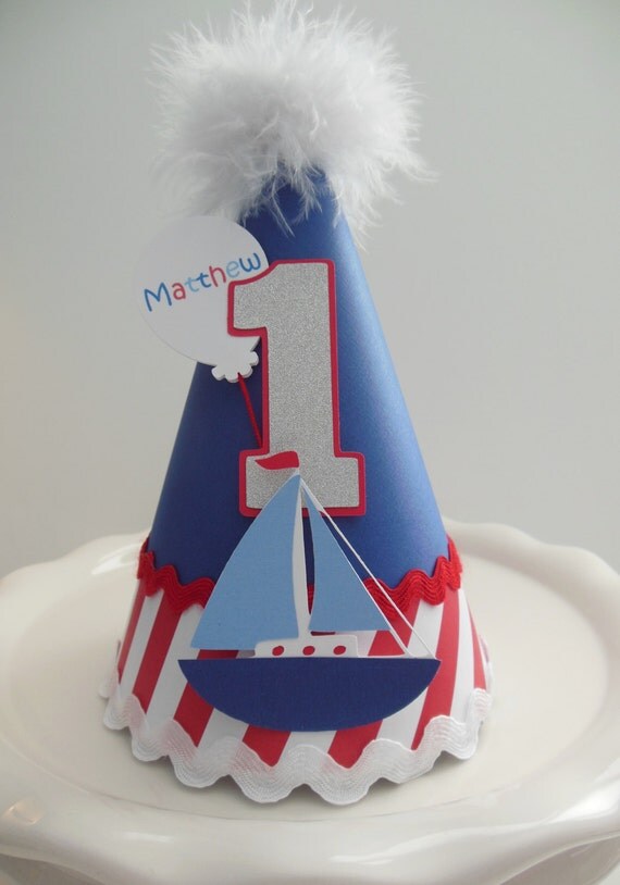 Lil' Sailor - Sailboat Birthday Party Hat - Nautical- Personalized Il_570xn