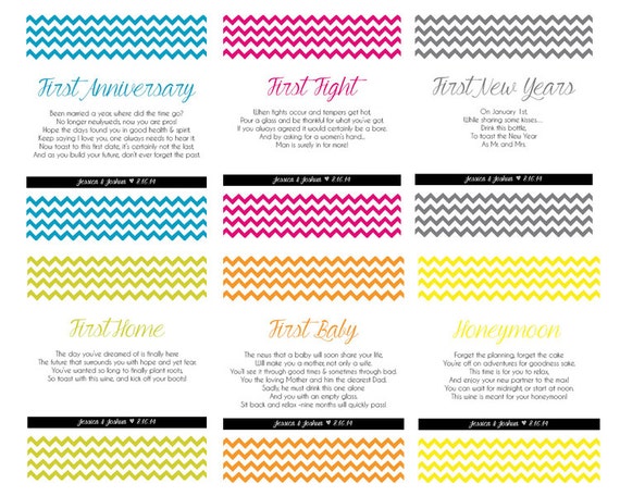 ... Poems, Unique Bridal Shower Gift, Unique Wine Wedding Gift - Set of 6