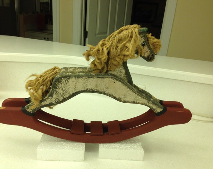 Solid Wood Rocking Horse - 23" x 3 1/4" x 14 1/2" Tall - Painted in Acrylics.