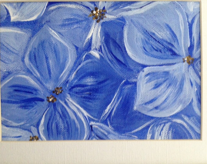 Hydrangea Closeup - 5 x 7 acrylic on canvas in a 6 x 8 Wood frame