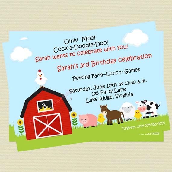 Printable Farm Animals Birthday Invitation/Boys or Girls/Baryard Birthday Party/Petting Zoo Birthday Party Il_570xn