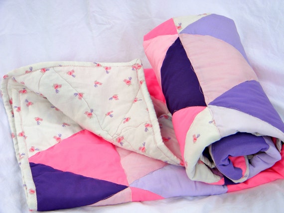 Pink and purple baby girl crib bedding quilt by createdbymammy