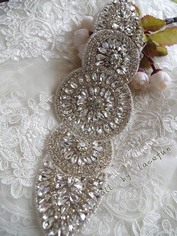 crystal applique swarovski rhinestone Applique bridal Sash