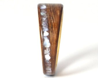 Rosewood Wood Ring Lined With Maple And Offset Pearl Inlay Tapered For Comfort Fit