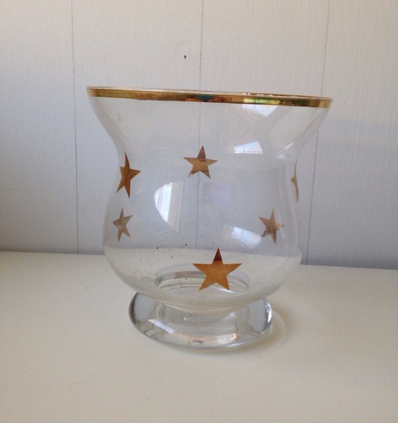 Vintage gold glass with stars vase by snugsnuggery on Etsy