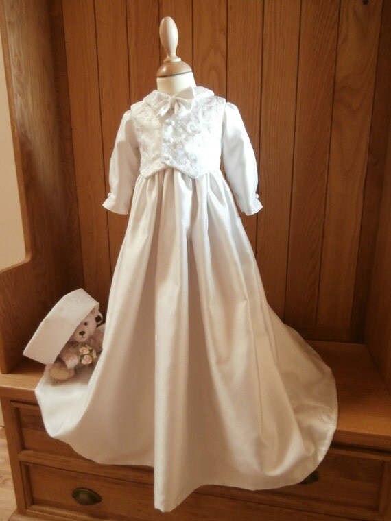 Boys Christening Baptism Gown with detachable skirt Romper Suit