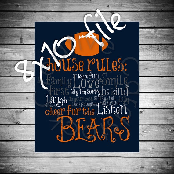 Chicago Bears House Rules 8x10 INSTANT Digital Copy