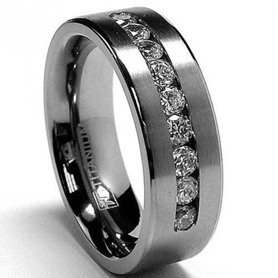 8MM Titanium Wedding Band Mens Wedding Ring Womens by C9TTUNGSTEN