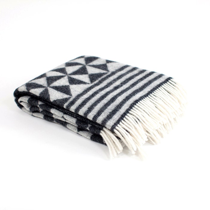 Black and White Geometric Wool Blanket Free Shipping Etsy finds