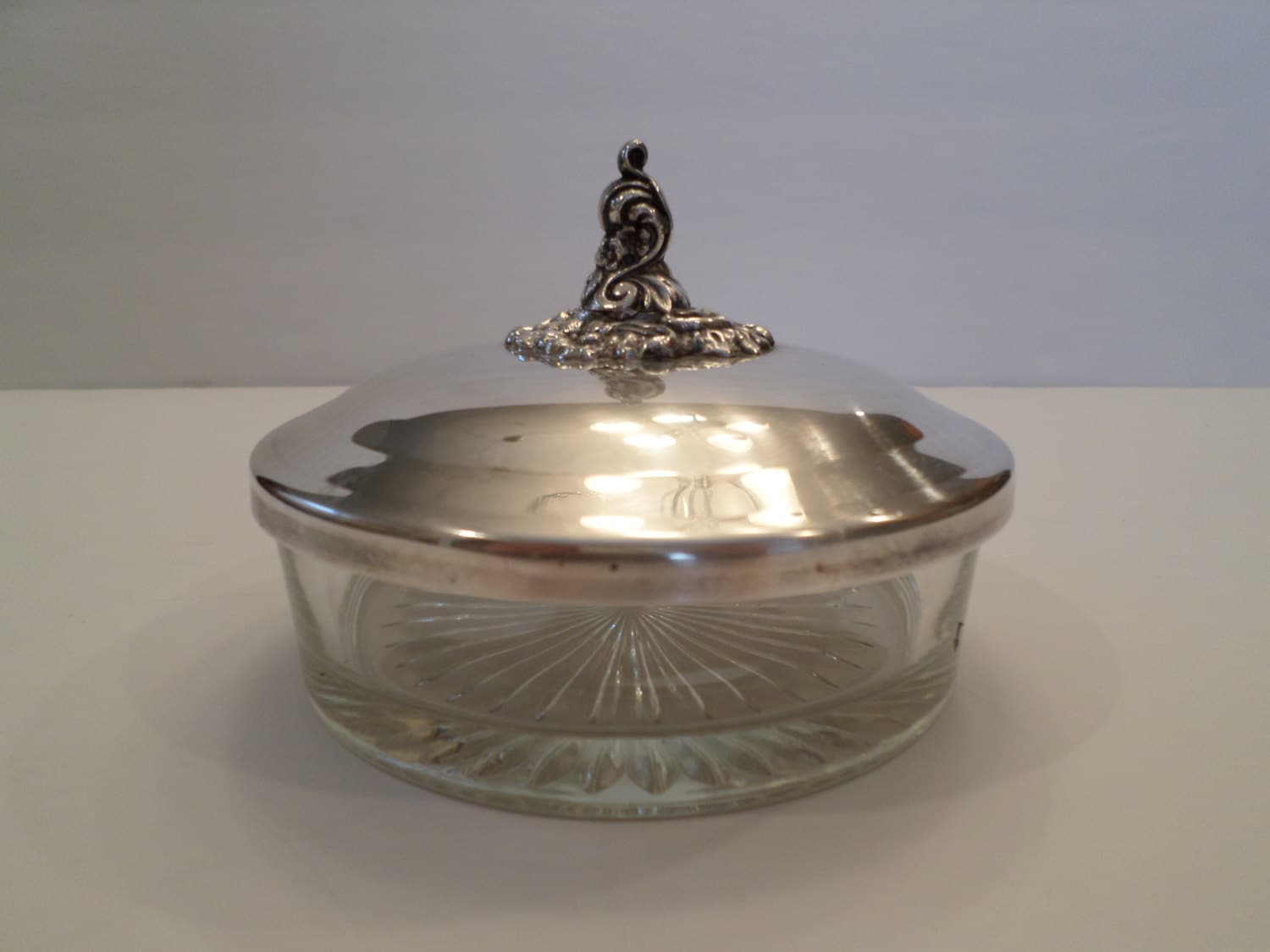 Silver Ornate Lid and Glass Trinket Box Haute Juice