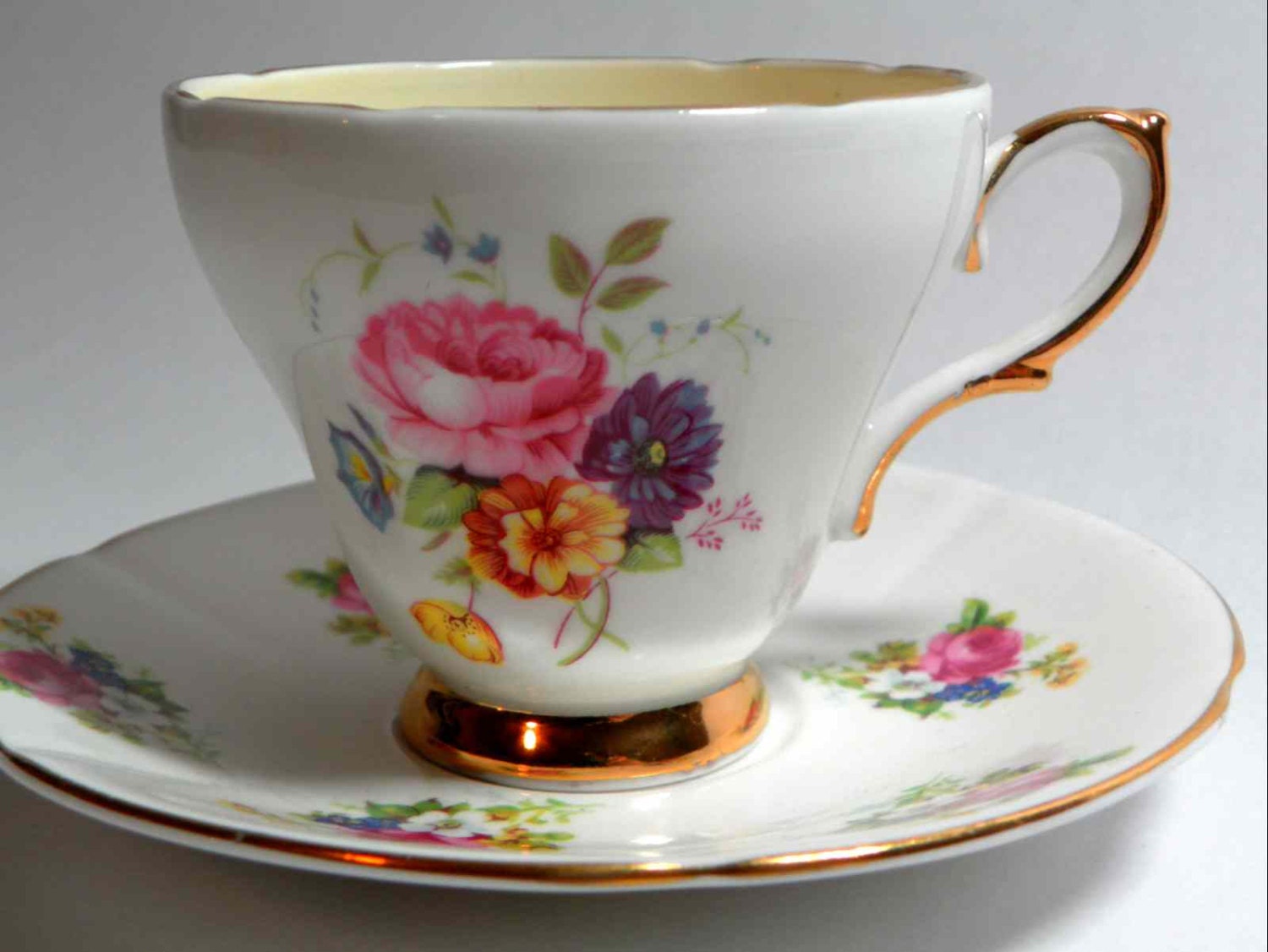 Pink Floral Cup and Saucer Set Sutherland Cup Clare Saucer Haute