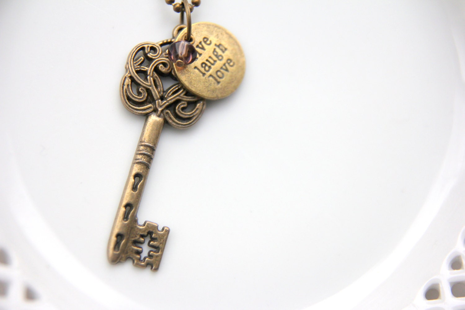 Beautiful Victorian Skeleton Key Antique Brass Necklace by Wrhs11