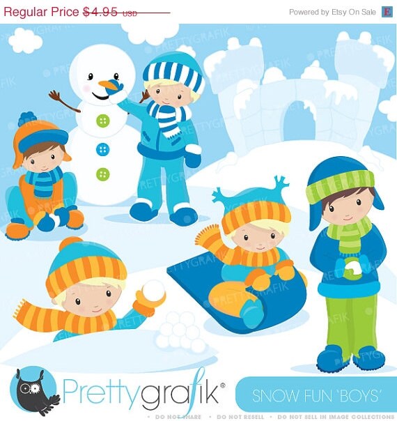 40% OFF SALE Snow boys clipart commercial use, vector graphics, digital clip art, digital images - CL623 Il_570xn