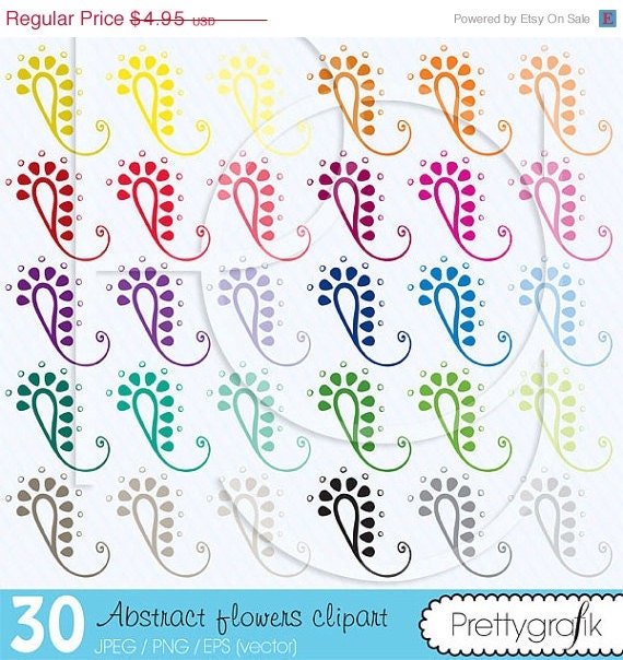 60% OFF SALE 30 flower abstract clipart commercial use, vector graphics, digital clip art, digital images - CL470 Il_570xn