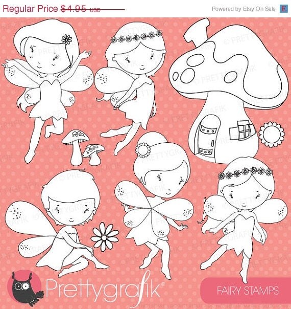 80% OFF SALE fairy digital stamp commercial use, vector graphics, digital stamp, digital images, faeries, fairy tale - DS513 Il_570xn