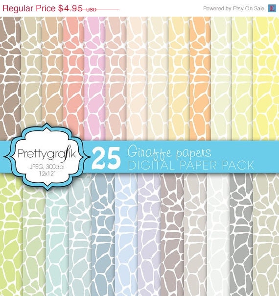 80% OFF SALE giraffe digital paper, commercial use, scrapbook papers, background - PS592 Il_570xn
