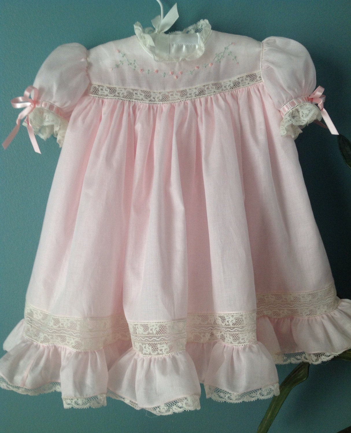 Pink Baby Dress with Pastel Embroidery