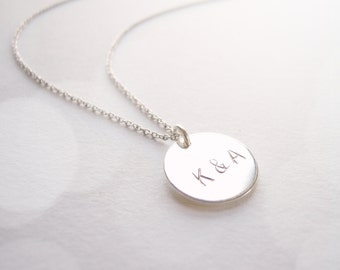 Delicate silver letter stamped initial necklace