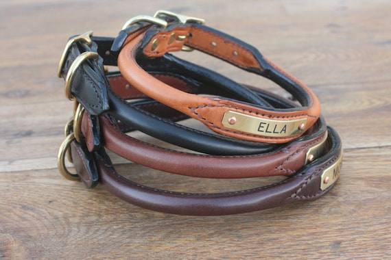 Hill Top Leather, custom-made padded collars with engraved nameplate Il_570xN.529874886_kbxy