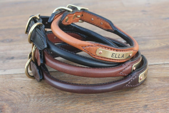 Hill Top Leather, custom-made padded collars with engraved nameplate Il_570xN.529874886_kbxy